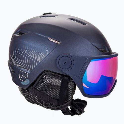 Női síbukósisak Salomon Icon Lt Visor tengerészkék L41199800