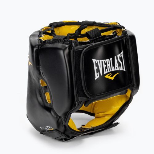 Férfi bokszsisak EVERLAST Elite Lea fejvédő fekete EV 720