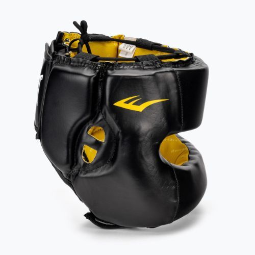 Férfi bokszsisak EVERLAST Elite Lea fejvédő fekete EV 720