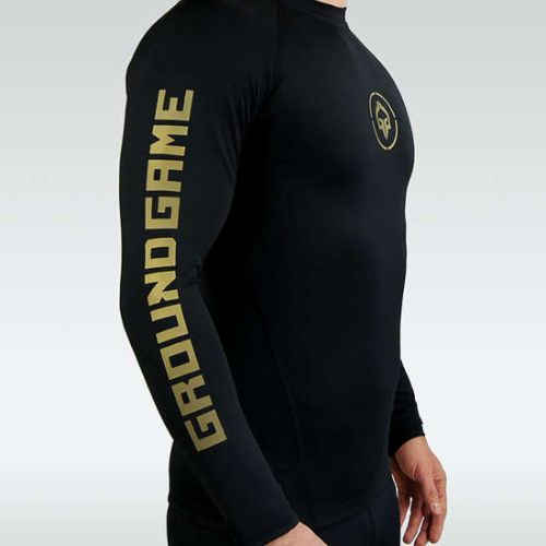 Férfi Rashguard Ground Game Athletic Gold hosszú ujjú fekete RASHATHGOLDLSS RASHATHGOLDLSS