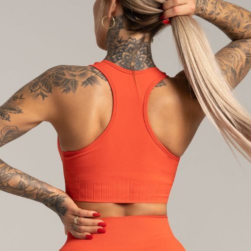 Női edzőmelltartó Gym Glamour push up korall narancssárga 372