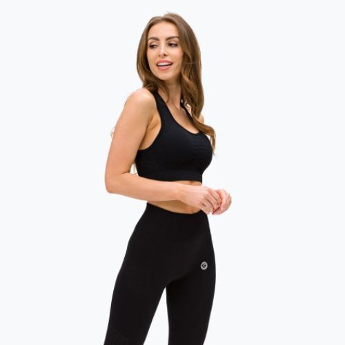 Női edzőmelltartó Gym Glamour push up mélyfekete 319