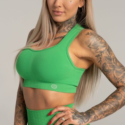 Női edzőmelltartó Gym Glamour push up dzsungel zöld 376