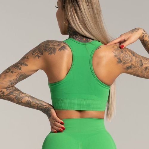 Női edzőmelltartó Gym Glamour push up dzsungel zöld 376