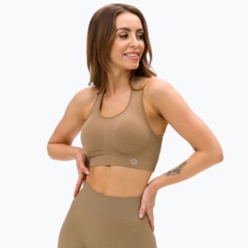 Női edzőmelltartó Gym Glamour push up nude bézs 320