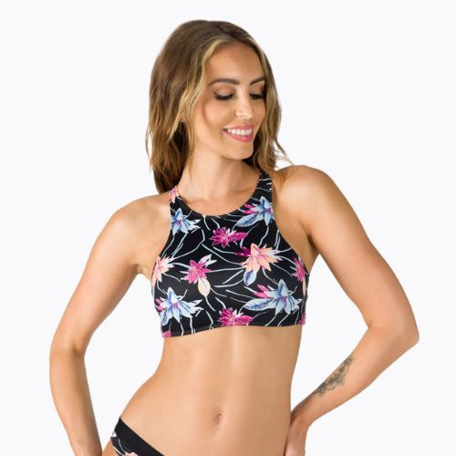 Fürdőruha felső ROXY Active Crop Top 2021 anthracite/floral flow