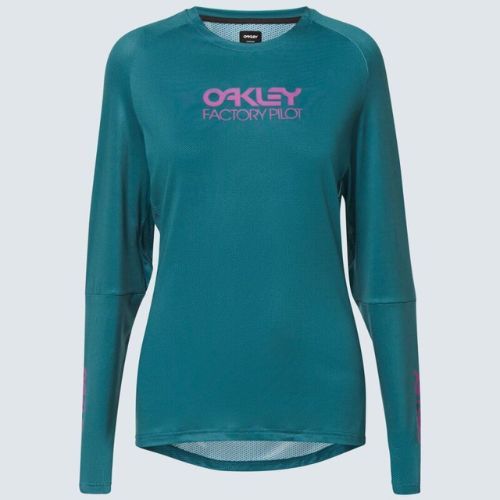 Női kerékpáros mez Oakley WMNS Factory Pilot LS zöld FOA500224