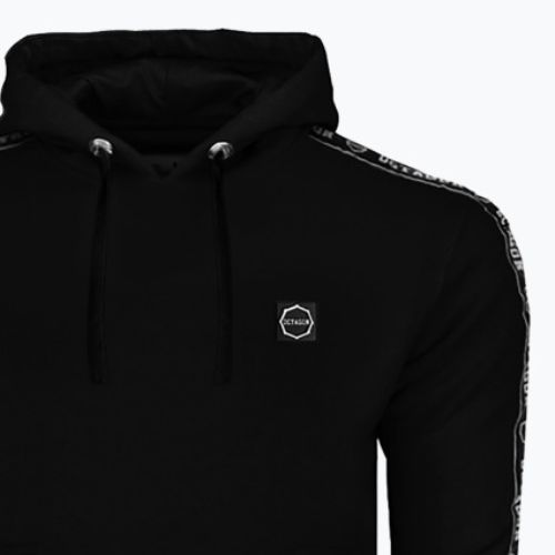 Férfi Octagon Stripe kapucnis pulóver fekete