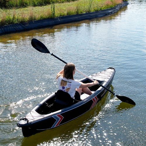 Nagynyomású felfújható kajak 1 személyes Pure4Fun Dropstitch fekete 160000