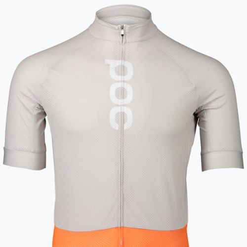 Férfi kerékpáros mez POC Essential Road Logo granite grey/zink orange