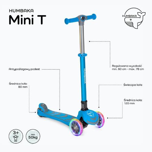 HUMBAKA Mini T gyermek háromkerekű robogó kék HBK-S6T