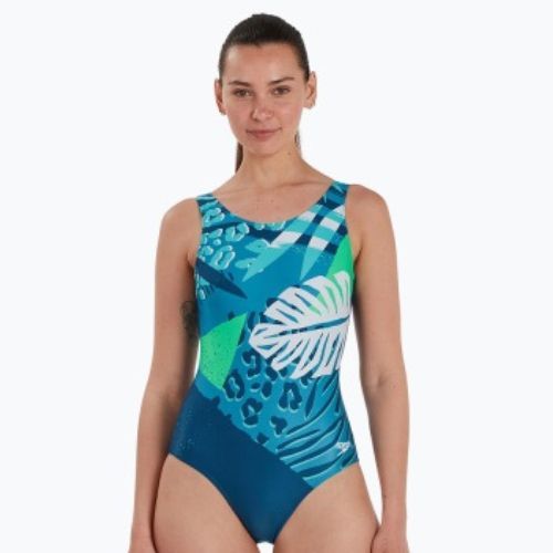 Speedo Placement U-Back női egyrészes fürdőruha kék-zöld 68-07336G728