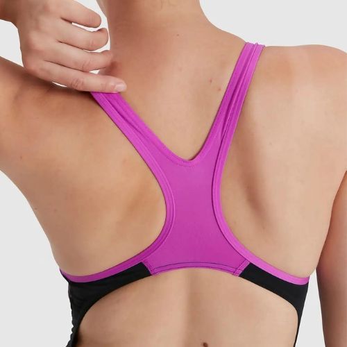 Speedo Placement Laneback női egyrészes fürdőruha fekete és rózsaszín 11389C733