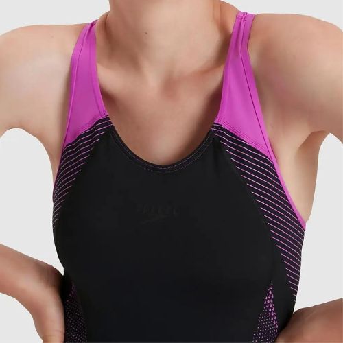 Speedo Placement Laneback női egyrészes fürdőruha fekete és rózsaszín 11389C733