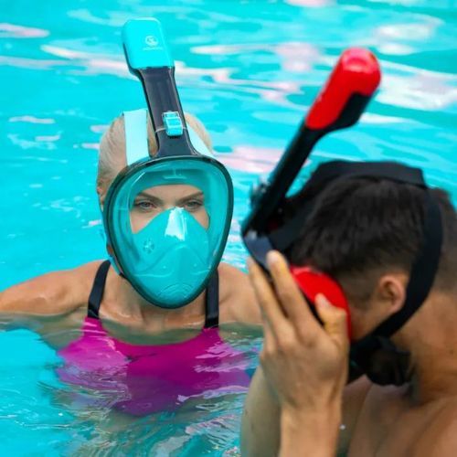 AQUASTIC kék teljes arcú snorkeling maszk SMA-01SN