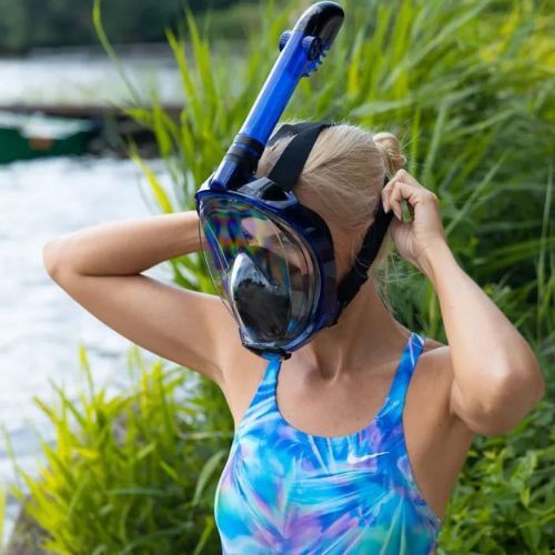 AQUASTIC kék snorkeling szett Fullface Maszk + Uszony SMFA-01SN