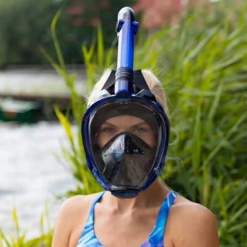 AQUASTIC kék snorkeling szett Fullface Maszk + Uszony SMFA-01SN