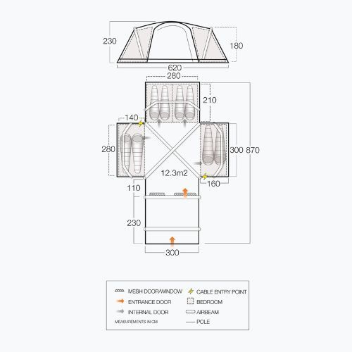 Vango Diablo II Air 850XL kék TEQDIABAIS0DTIR 8 személyes kemping sátor