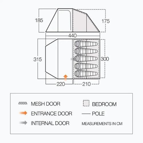 Vango Skye 500 5 személyes kemping sátor TERSKYE zöld T15177
