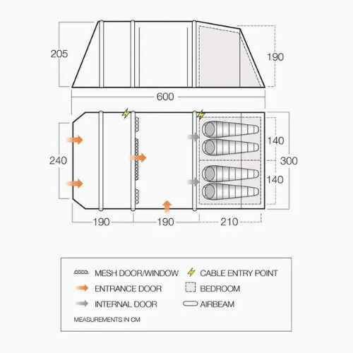 Vango Stargrove II Air 450 4 személyes kemping sátor zöld TEQSTARAIH09176