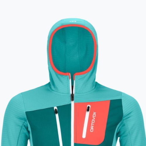 Női Ortovox Fleece Grid Hoody türkizkék 8720100036