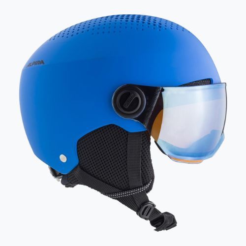 Gyermek síbukósisakok Alpina Zupo Visor Q-Lite blue matt