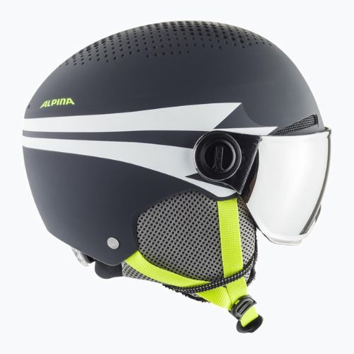 Gyermek síbukósisakok Alpina Zupo Visor Q-Lite charcoal/neon matt