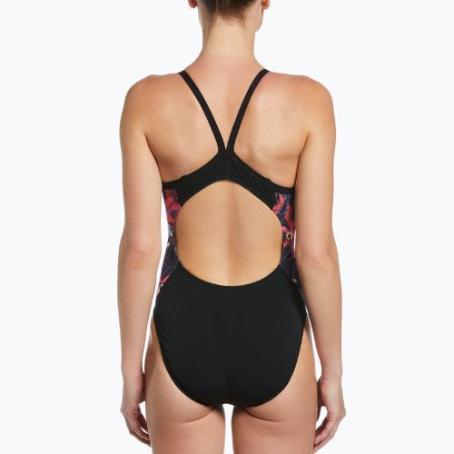 Női fürdőruha egyrészes Nike Multiple Print Racerback Splice One fekete NESSC051-001