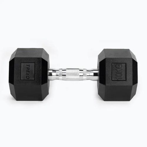 TREXO Hex gumírozott súlyzó 10 kg HXD100