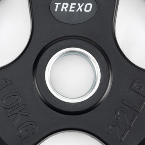 TREXO fekete gumírozott öntöttvas súlyzótárcsa 10 kg RW10