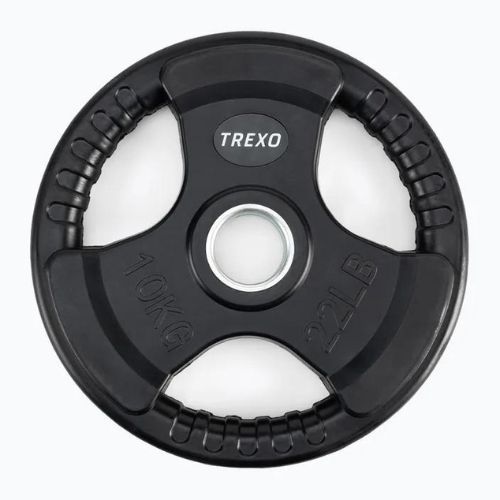 TREXO fekete gumírozott öntöttvas súlyzótárcsa 10 kg RW10
