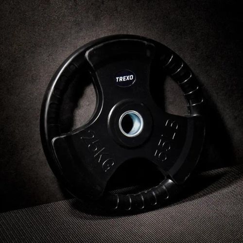TREXO fekete gumírozott öntöttvas súlyzótárcsa 25 kg RW25