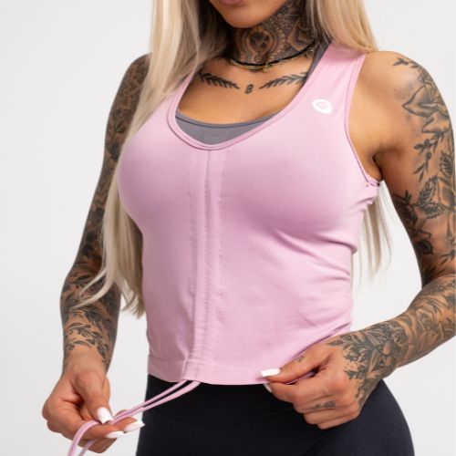 Női edzőtábor felső Gym Glamour Drawstring rózsaszín 447