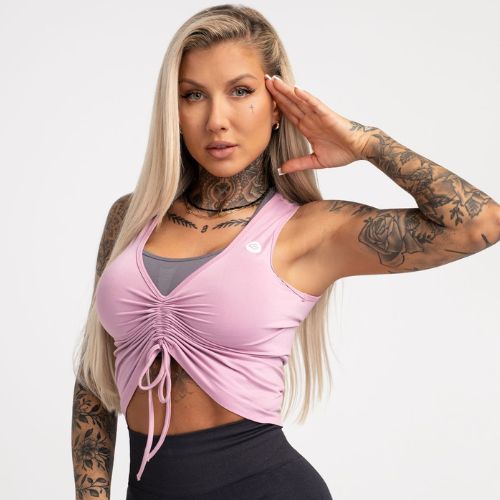 Női edzőtábor felső Gym Glamour Drawstring rózsaszín 447