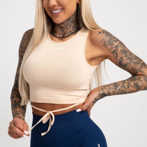 Női edzés felső Gym Glamour Glamour Kötött Beige 443