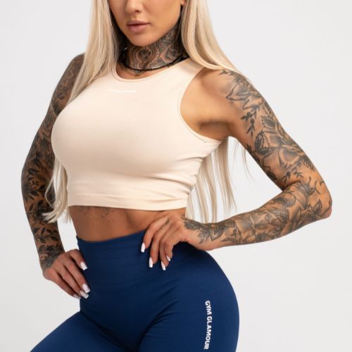 Női edzés felső Gym Glamour Glamour Kötött Beige 443