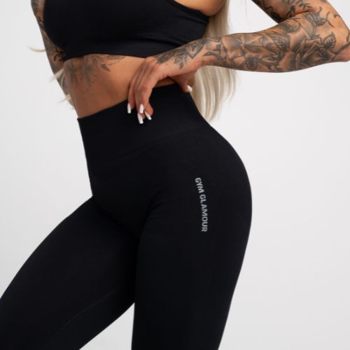 Női edző leggings Gym Glamour Compress Fekete 450