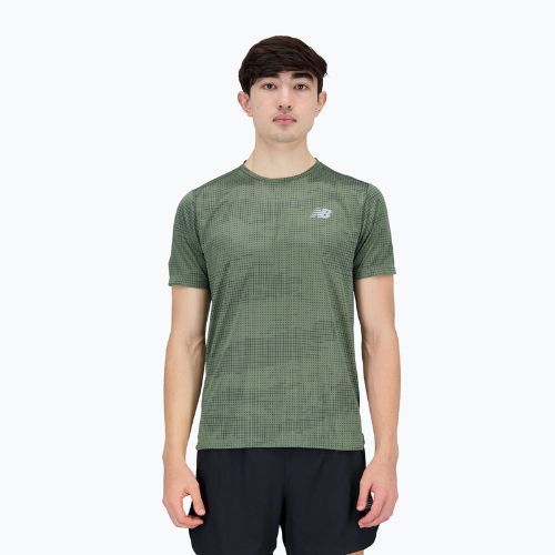 Férfi New Balance Top Printed Impact Run SS futópóló Zöld NBMT21263DON