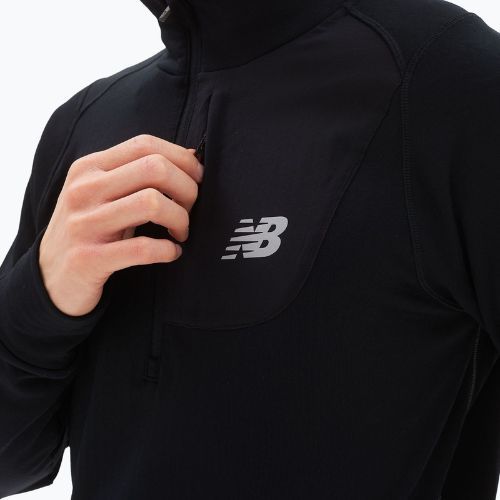 Férfi edzőpóló New Balance Top NB Heat Grid Half Zip fekete NBMMT23252BK