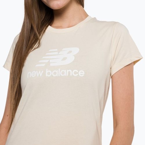 Női New Balance Essentials Stacked Logo Co T-shirt bézs NBWT31546