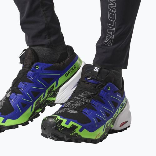 Férfi futócipő Salomon Spikecross 6 GTX fekete/surf the web/zöld gekkó