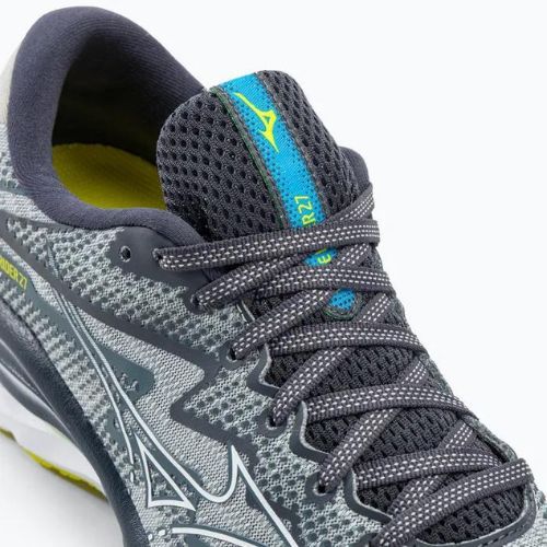 Férfi futócipő Mizuno Wave Rider 27 gyöngyházkék/fehér/bolt2neon