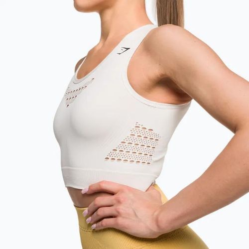 Női Gymshark Energy Seamless Crop Top krém fehér