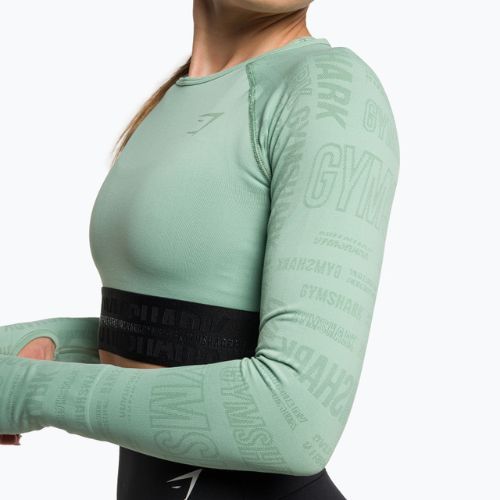 Női Gymshark Vision Crop Top hosszú ujjú edzőfelső zöld/fekete