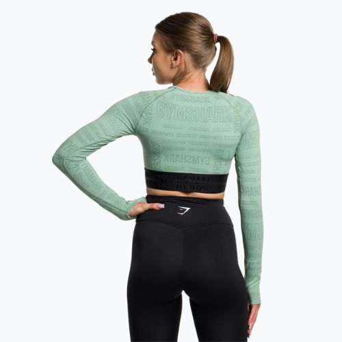 Női Gymshark Vision Crop Top hosszú ujjú edzőfelső zöld/fekete