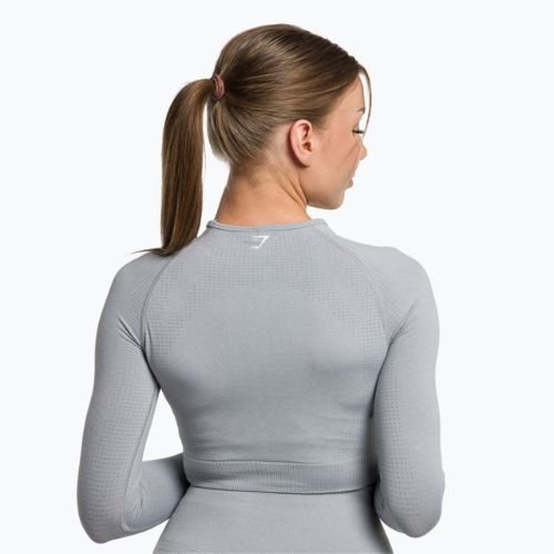 Női edzős hosszú ujjú felső Gymshark Vital Seamless Crop Top világosszürke