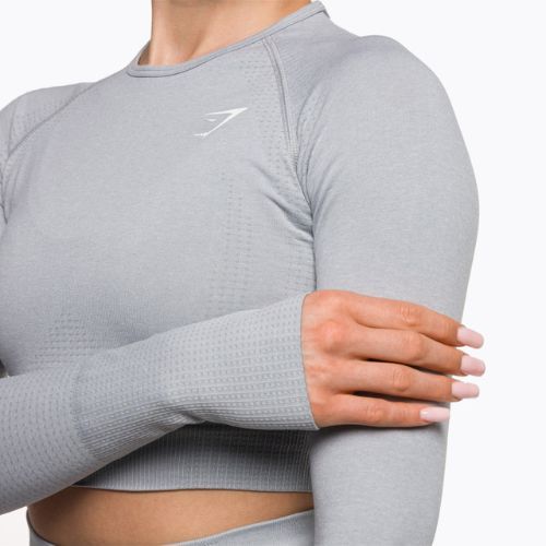 Női edzős hosszú ujjú felső Gymshark Vital Seamless Crop Top világosszürke