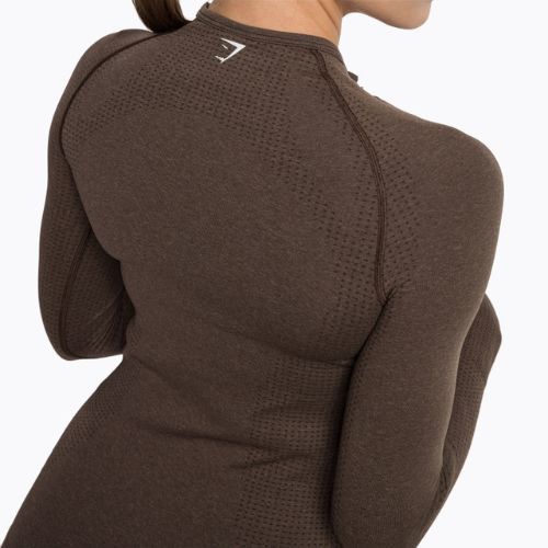 Női hosszú ujjú edzős top Gymshark Vital Seamless Top barna/fehér