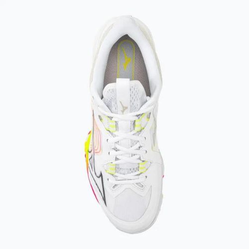 Férfi tollaslabda cipő Mizuno Wave Claw Neo 2 fehér / lunar rock / high vis pink