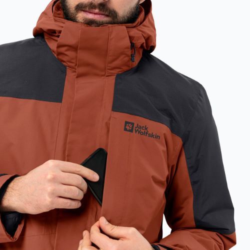 Jack Wolfskin férfi esőkabát Romberg 3in1 kárminpiros színben